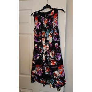 Vince Camuto Floral Print Sleeveless Pleated Knee-Length Dress Evening Wedding